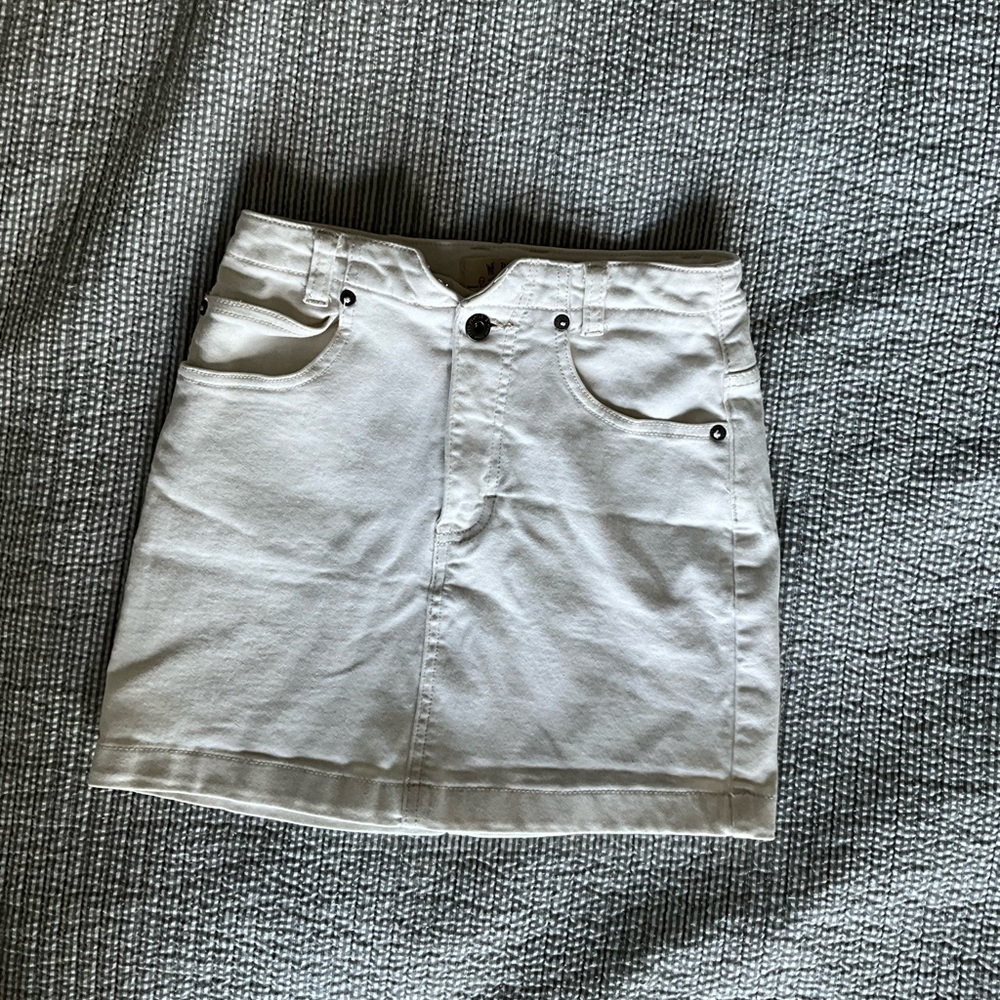 Free People We The Free White Denim Mini Skirt